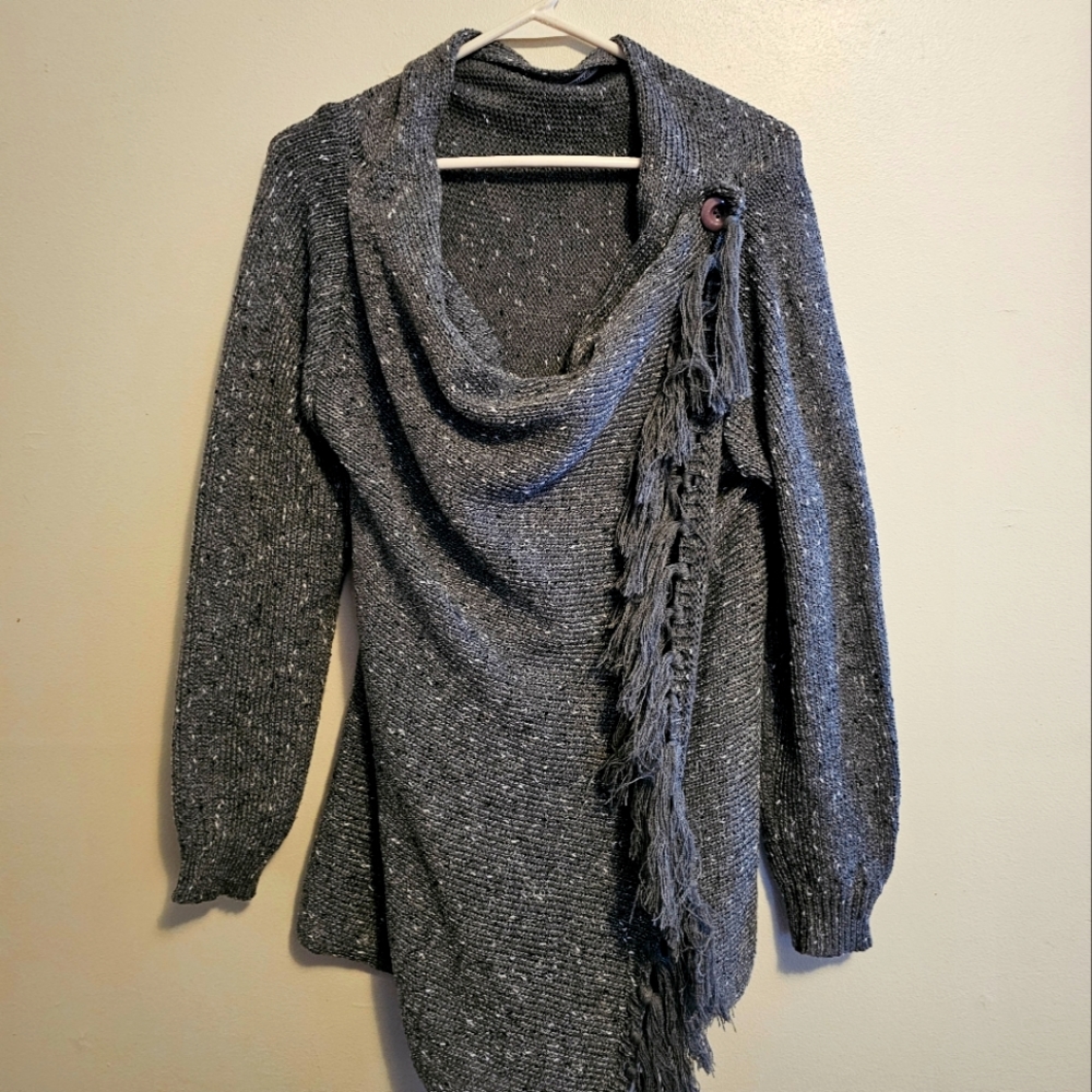 CEASIKERY Women's Tassel Hem Sweater Long Cardigan Knitwer Pullover Poncho Coat